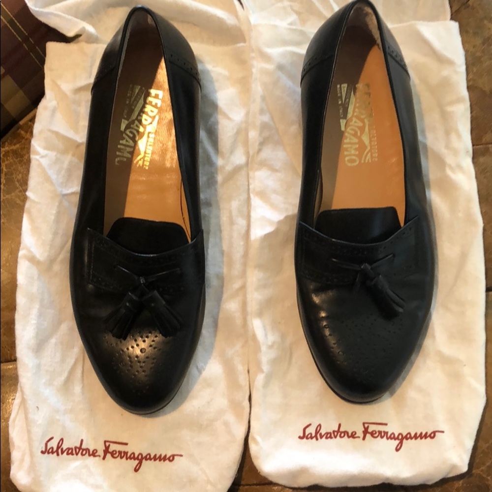 Black Ferragamo Leather Men’s Loafers